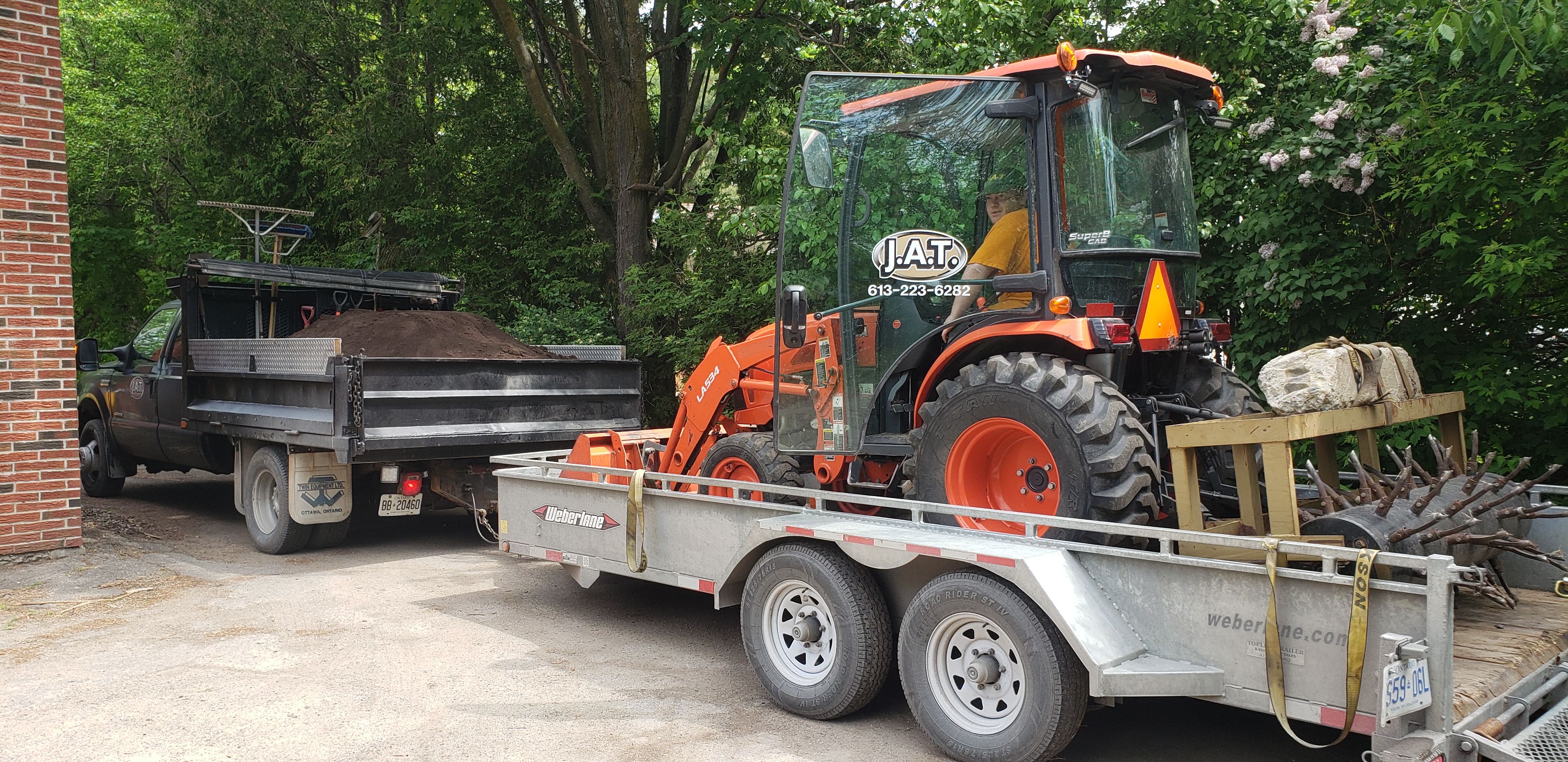 Dump Truck with soil and aerator
